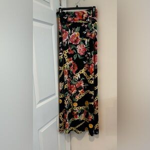 Artizan by Robin Barre Multi-Way Maxi Skirt floral chains pull on stretch waist